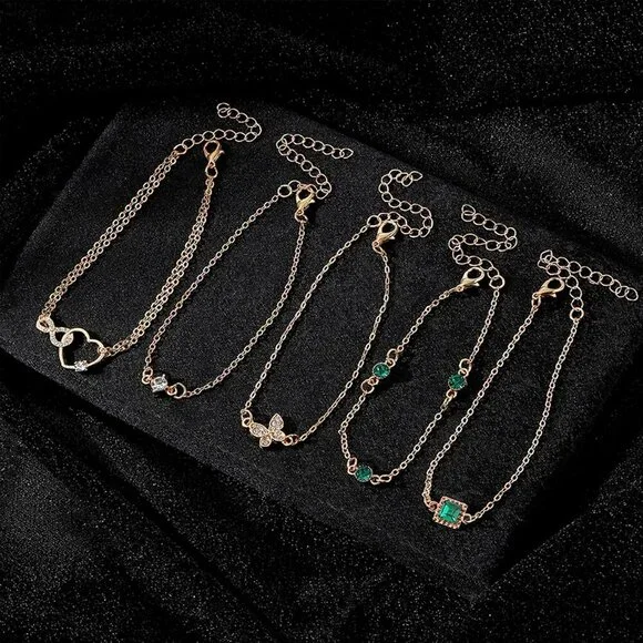 Gold Bracelets for Women, 14K Gold Plated Dainty Layered Chain Bracelets Adjusta - Picture 5 of 6